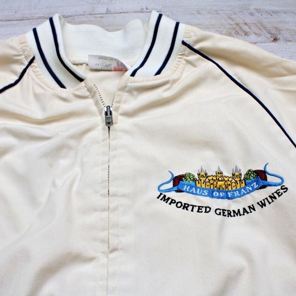Vintage King Louie Pro Fit Bomber Jacket LG HAUS OF FRANZ GERMAN WINES Made USA - Picture 2 of 8